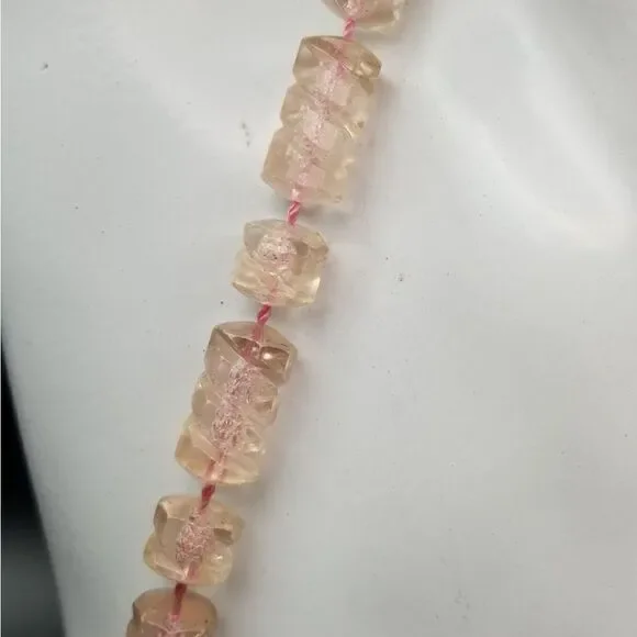 Pastel glass rose beaded long length necklace N439